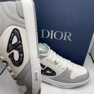 スニーカー B57 Smooth Scarf Skin&Dior Oblique Jacquard Mid-Top Sneakers B57 Mid-Top Sneaker Black and White Smooth Calfskin with